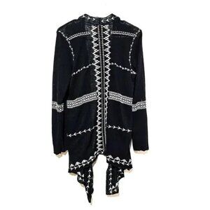 Haute Project Los Angles Cardigan Black Embroidered White Tribal Women's Size L